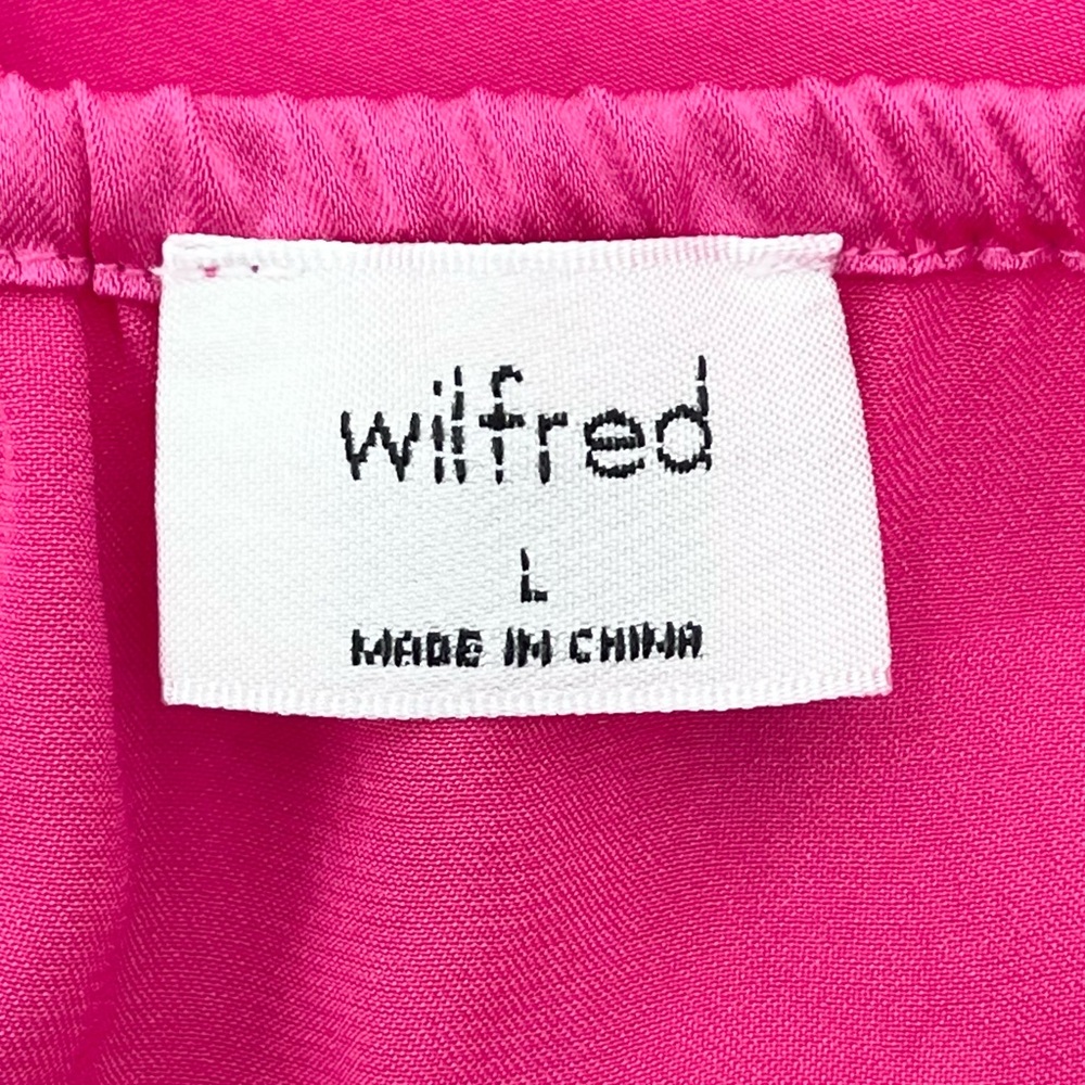 NWT Aritizia Wilfred Ethereal Satin Rose Pink Puff Sleeve Cropped Top Size Large - Picture 7 of 9
